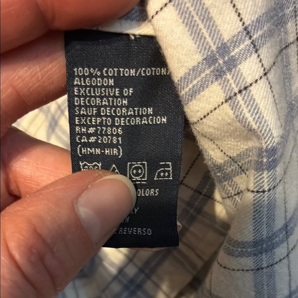 Tommy Hilfiger Blue and White Plaid Button Down Shirt - Picture 7 of 8